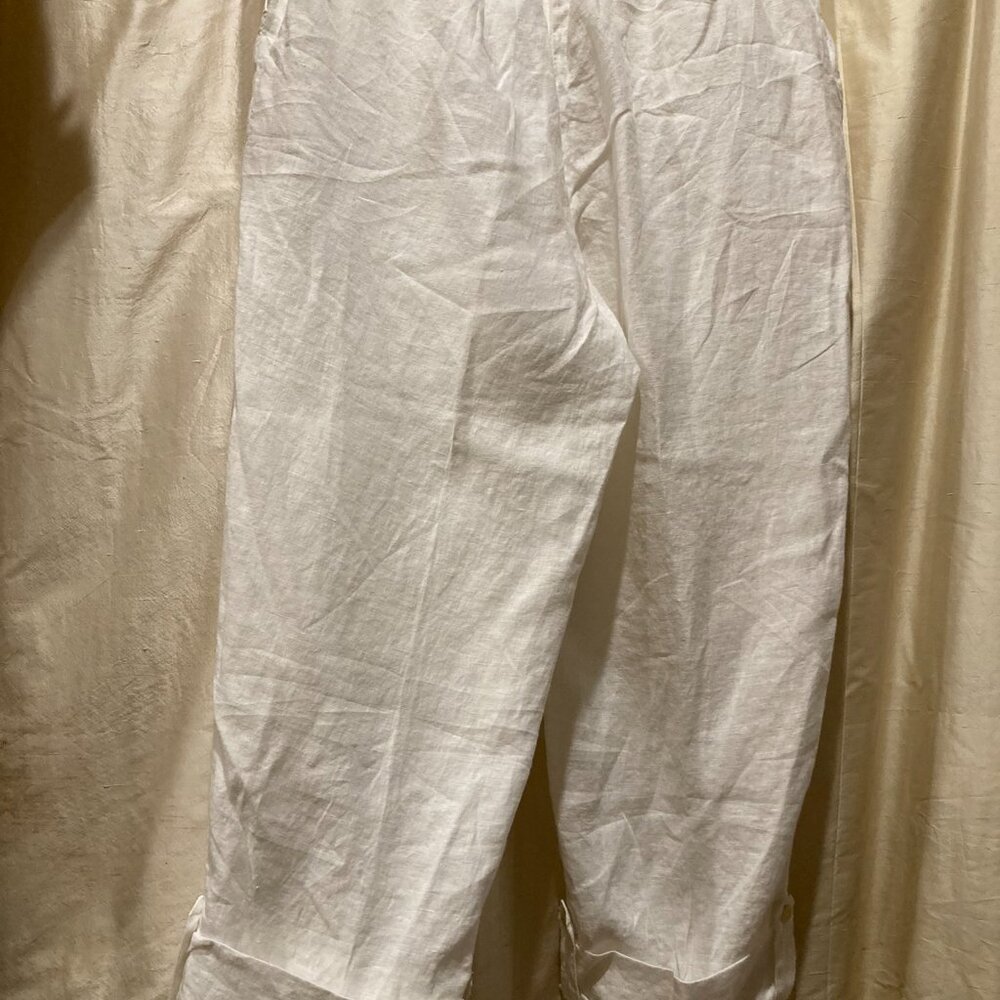 FLAX 100% Linen White Pants Medium - Picture 6 of 6